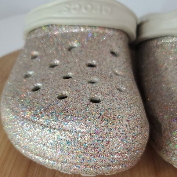 Crocs Classic Lined Gold/Multi Glitter Clog Unisex Men's 9 Women's 11 - Picture 3 of 10